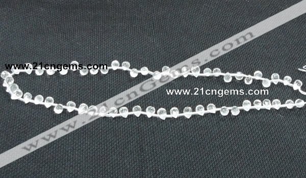 CCC264 5*7mm faceted teardrop grade A natural white crystal beads