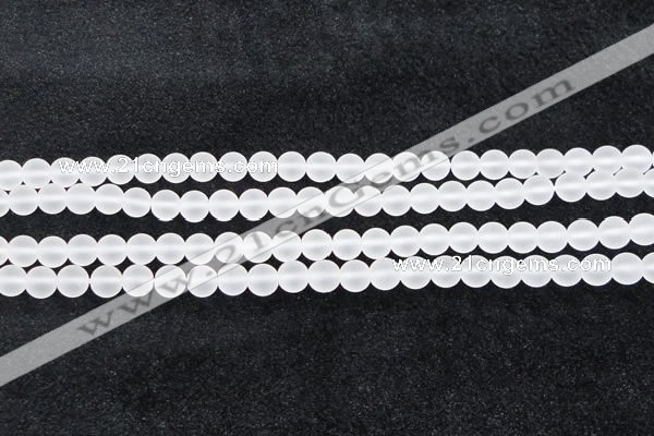 CCC601 15.5 inches 6mm round matte natural white crystal beads