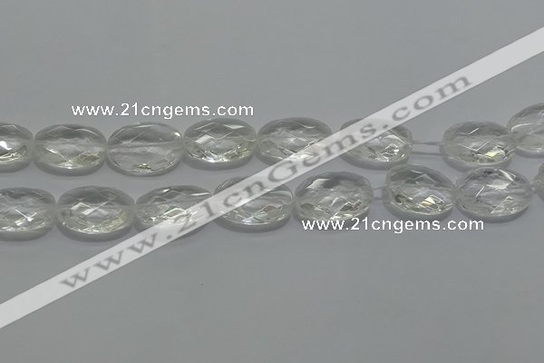 CCC805 15.5 inches 18*25mm faceted oval natural white crystal beads