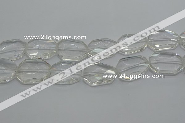 CCC815 15.5 inches 25*30mm faceted freeform natural white crystal beads