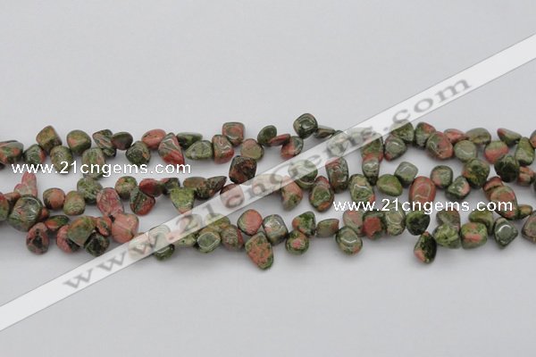 CCH636 15.5 inches 6*8mm - 10*14mm unakite gemstone chips beads