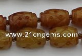 CCJ324 15.5 inches 12*16mm - 13*18mm carved drum China jade beads
