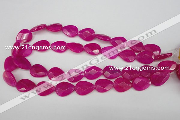 CCN2191 15.5 inches 15*20mm faceted flat teardrop candy jade beads