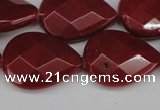 CCN2330 15.5 inches 18*25mm faceted flat teardrop candy jade beads