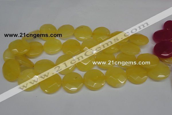 CCN260 15.5 inches 25mm faceted coin candy jade beads wholesale