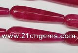 CCN2890 15.5 inches 10*40mm faceted teardrop candy jade beads