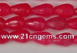 CCN3777 15.5 inches 8*12mm faceted teardrop candy jade beads
