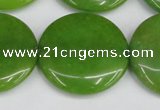 CCN3845 15.5 inches 30mm flat round candy jade beads wholesale