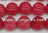 CCN677 15.5 inches 16mm carved round candy jade beads wholesale