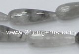 CCQ109 15.5 inches 10*30mm faceted teardrop cloudy quartz beads