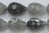 CCQ111 15.5 inches 15*22mm faceted teardrop cloudy quartz beads