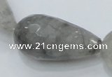 CCQ113 15.5 inches 20*40mm faceted teardrop cloudy quartz beads