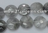 CCQ136 15.5 inches 15mm faceted coin cloudy quartz beads wholesale