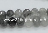 CCQ77 15.5 inches 8*10mm faceted rondelle cloudy quartz beads wholesale