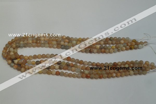 CCS310 15.5 inches 6mm faceted round natural sunstone beads