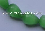 CCT19 14 inches 10*14mm teardrop green cats eye beads wholesale