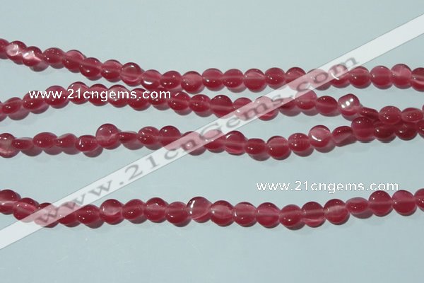 CCT453 15 inches 6mm flat round cats eye beads wholesale