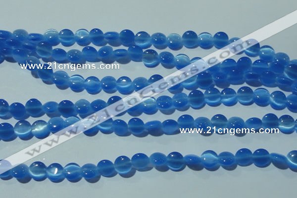 CCT464 15 inches 6mm flat round cats eye beads wholesale