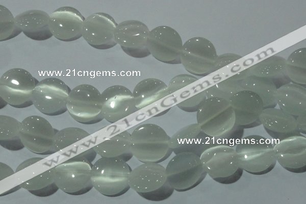 CCT570 15 inches 14mm flat round cats eye beads wholesale