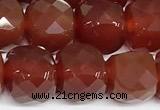 CCU1067 15 inches 8mm faceted cube red agate beads