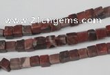 CCU25 15.5 inches 5*5mm cube red picture jasper beads wholesale
