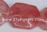 CCY167 15.5 inches 30*40mm wavy rectangle cherry quartz beads