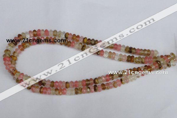 CCY204 15.5 inches 5*8mm faceted rondelle volcano cherry quartz beads