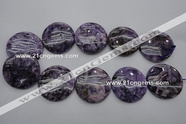 CDA318 15.5 inches 40mm flat round dyed dogtooth amethyst beads