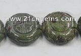 CDB226 15.5 inches 25mm carved coin natural dragon blood jasper beads