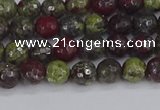 CDB328 15.5 inches 4mm faceted round A grade dragon blood jasper beads