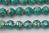 CDE2170 15.5 inches 6mm faceted round dyed sea sediment jasper beads