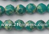 CDE2173 15.5 inches 12mm faceted round dyed sea sediment jasper beads