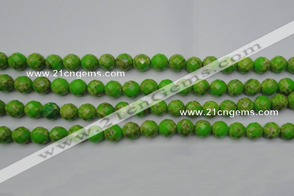 CDE2183 15.5 inches 12mm faceted round dyed sea sediment jasper beads