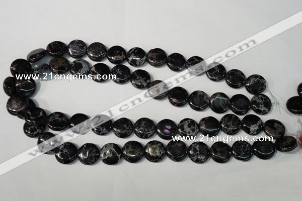 CDE688 15.5 inches 15mm flat round dyed sea sediment jasper beads
