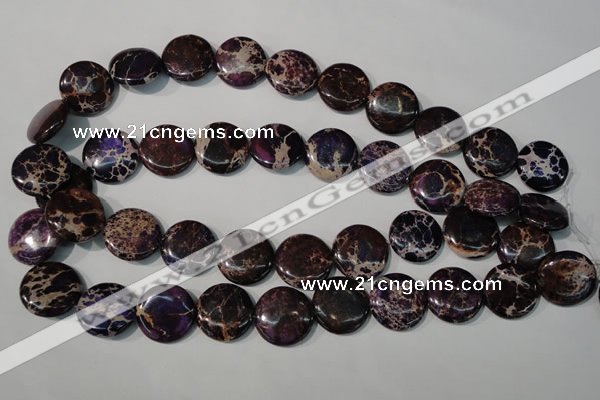 CDE707 15.5 inches 20mm flat round dyed sea sediment jasper beads