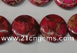 CDE787 15.5 inches 20mm flat round dyed sea sediment jasper beads