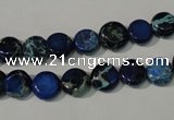 CDE905 15.5 inches 8mm flat round dyed sea sediment jasper beads