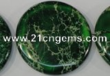 CDE977 15.5 inches 45mm flat round dyed sea sediment jasper beads
