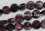 CDI405 15.5 inches 10mm flat round dyed imperial jasper beads