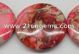 CDI661 15.5 inches 40mm flat round dyed imperial jasper beads