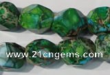 CDI964 15.5 inches 14*17mm faceted nuggets dyed imperial jasper beads