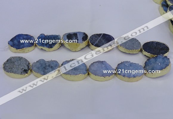 CDQ507 20*30mm - 22*30mm oval druzy quartz beads wholesale
