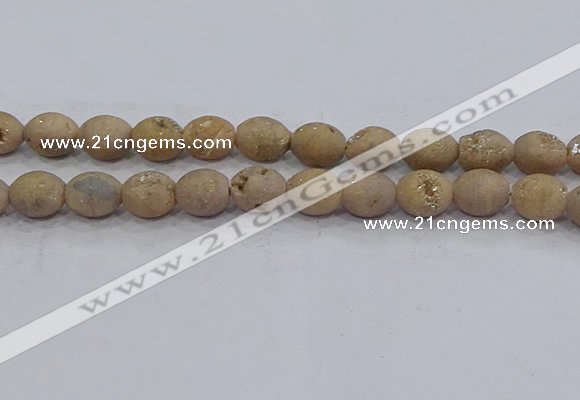 CDQ622 8 inches 10*12mm rice druzy quartz beads wholesale