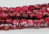 CDT19 15.5 inches 8*8mm square dyed aqua terra jasper beads