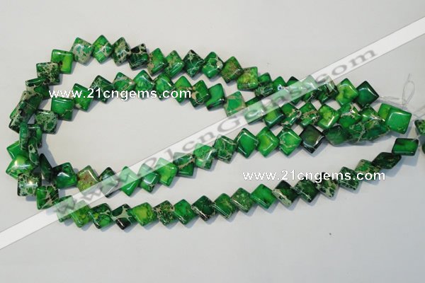 CDT204 15.5 inches 10*10mm diamond dyed aqua terra jasper beads