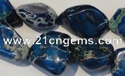 CDT262 15.5 inches 18*20mm nugget dyed aqua terra jasper beads