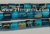 CDT280 15.5 inches 8*8mm tube dyed aqua terra jasper beads