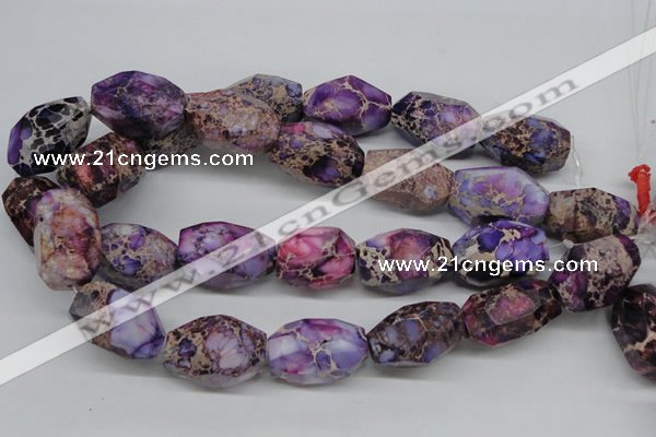 CDT40 15.5 inches 20*30mm faceted nuggets dyed aqua terra jasper beads