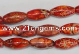 CDT512 15.5 inches 8*16mm rice dyed aqua terra jasper beads