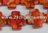 CDT563 15.5 inches 20*20mm cross dyed aqua terra jasper beads